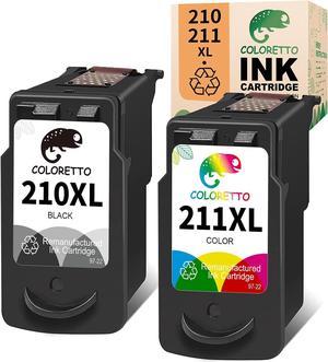 COLORETTO 210 211 XL Pg-210XL Cl-211XL Ink Cartridge Replacement for Canon Pixma MX320 MX330 MX340 MX350 MX410 MX420 MP230 MP240 MP250 MP280 MP480 MP495 IP2700 IP2702 Printer 1 Black 1 Color 2 Pack