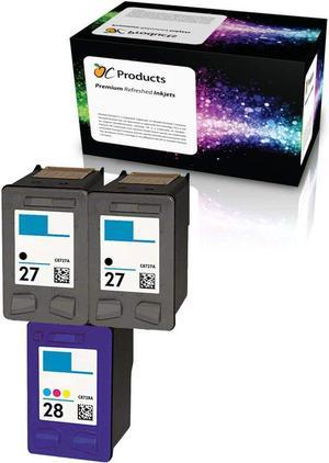 OCProducts Refilled Ink Cartridge Replacement  27 and HP 28  Deskjet 3650 3845 PSC 1310 1315 2200 2171 Officejet 5608 (2 Black 1 Color)