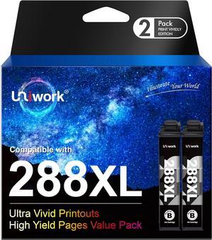 Uniwork Remanufactured 288XL Ink Cartridge Replacement for Epson 288 XL 288XL T288XL High Yield to use with XP-440 XP-330 XP-340 XP-430 XP-446 XP-434 Printer Tray (Upgraded Chip, 2 Black)