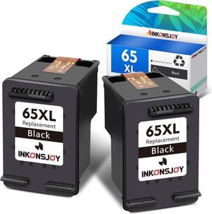 INKONSJOY Remanufactured 65 Ink Cartridge  Printers, 65XL Ink Cartridge Black  Envy 5055 5052 5058 DeskJet 3755 2655 3720 3722 3723 3752 3758 2652 2624 High Yield Replacement - 2 Pack