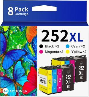 MYTONER Remanufactured Ink Cartridge Replacement for Epson 252XL 252 XL 252 Ink for Workforce WF-7620 WF-7710 WF-3640 WF-3630 WF-3620 WF-7610 WF-7110 Printer ( Big-Black Cyan Magenta Yellow,8-Pack)