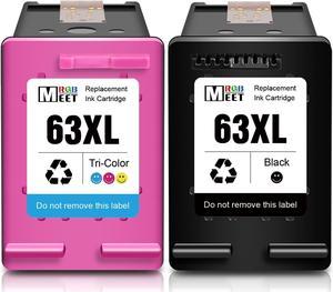 MeetRGB Remanufactured 63 Ink Cartridges Replacement  Ink 63 XL Black and Color  OfficeJet 3830 5255 5258 Envy 4512 4520 4513 4516 DeskJet 1112 1110 3630 3632 3634 2130 2132