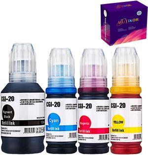 Mutikor Compatible Ink Bottle Replacement for Canon GI20 GI-20 Combo Packs use with Canon PIXMA G5020 G6020 G7020 MegaTank Printer (1Black 1Cyan 1Magenta 1Yellow) 4 Pack