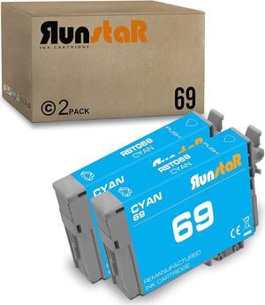 Run Star 2 Pack 69 Cyan Remanufactured Ink Cartridge Replacement for Epson 69 T069 use for Epson Stylus C120 CX5000 6000 7400 N11 NX100 105 110 115 200 215 Workforce 1100 1300 Printer (2 Cyan)