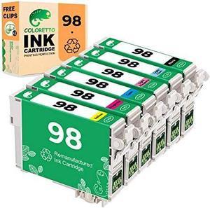 COLORETTO Remanufactured Ink Cartridge Replacement for Epson 98 T098 for Epson Artisan 730 810 835 710 Printer 6 Packs (1 Black 1 Cyan 1 Magenta 1 Yellow1 Light Cyan 1 Light Magenta) Combo Pack