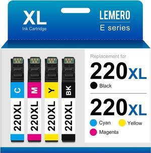 LEMERO Remanufactured Ink Cartridge Replacement for Epson 220 220XL for Workforce WF-2750 WF-2760 WF-2630 WF-2650 XP-420 XP-320 WF-2660 XP-424 Printer (Black Cyan Magenta Yellow, 4 Pack)