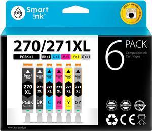 Smart Ink Compatible Ink Cartridge Replacement for Canon Pixma PGI 270XL 270 XL CLI 271 271XL 6 Pack Combo to use with MG7720 TS9020 TS8020 (Pigment Black/Black/Grey/Cyan/Magenta/Yellow)