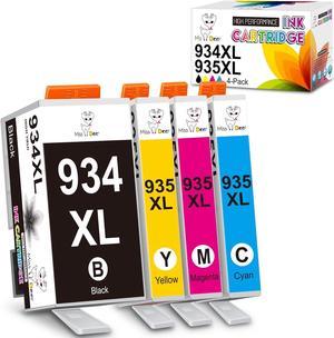 MS DEER 934 and 935 Ink Cartridges Combo Pack Compatible  934XL 935XL High-Yield Work with HP Officejet Pro 6830 6835 6230 Officejet 6812 6815 6820 (1 Black, 1 Cyan, 1 Magenta, 1 Yellow) 4 Pack