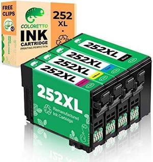 Coloretto Remanufactured Ink Cartridge Replacement for Epson 252 T252XL use for Workforce WF-3620 WF-3630 WF-3640 WF-7110 WF-7210 WF-7610 WF-7620 Printer (1Black 1Cyan 1 Magenta 1Yellow) 4 Pack