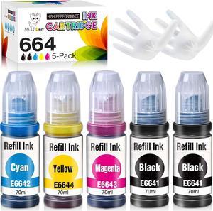 Miss Deer 664 Ink Refill Bottles Replacement Compatible for T664 Refill Ink Work for ET-2650 ET-2550 ET-16500 ET-4500 ET-2600 Printer (2 Black 1 Cyan 1 Magenta 1 Yellow) 5 Pack