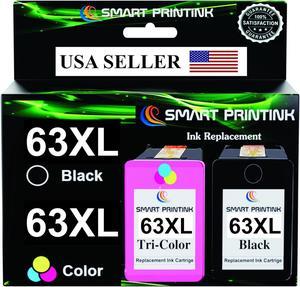 Smart Printink 63XL Ink Cartridge Replacement  63 XL (Black & Tri-Color) High-Yield Ink- Compatible: Envy 4520 4512 4516 Officejet 5255 5258 4650 3830 3833 4655 Deskjet 1112 2132 3630 3632 3634