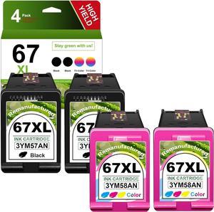 67XL 2Black 3YM57AN 2Tri-Color 3YM58AN [with Advanced Chip] High Yield Ink Cartridge Replacement for 67XL Envy 6010e 6032e 6034e DeskJet 2755 2755e 4110e 4120e 4123e Printer Ink