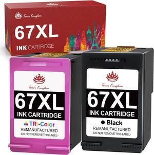 Toner Kingdom Remanufactured 67 XL Ink Cartridges Replacement  Ink 67 67XL Black Color Combo Pack for Envy 6000 6055 6055e 6052 6058 Envy Pro 6455 6455e Deskjet 2755e 2755 4140 4155e Printer