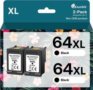 64XL Ink Cartridges Black Compatible  64 XL Work with HP Envy Photo 7855 7858 7155 6255 6252 7100 7800, HP Envy Inspire 7900e 7950e Tango Series Printer (2 Pack)