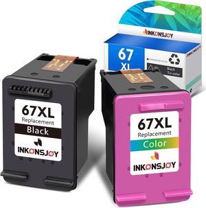 INKONSJOY Remanufactured Ink Cartridges for 67XL HP Printer Ink Black and Color Cartridges for DeskJet 2700 2725 2752 2755 2732 Plus 4100 4152 4155 4140 Envy 6000 6055 6052 Pro 6400 6455 Replacement