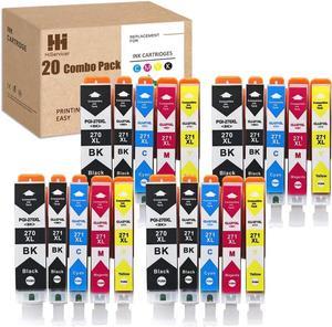 Hiservicer PGI 270 & CLI 271 Compatible Ink Cartridge Replacement for Canon PGI 270 XL CLI 271 (4 Sets PGBK|BK|C|M|Y = 20 Pack Combo) for PIXMA MG5720 MG5722 MG6821 MG6822 MG6820 TS5020 TS6020 TS9020