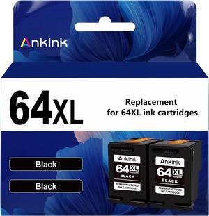 Ankink 64XL Combo Replacement  64 ink xl Black Ink Cartridges hp64 hp64xl Fit for Envy Photo 6255 6400 7100 7120 7155 7164 7800 7855 7858 6232 7955e 7958e Tango X Terra Printer Higher Yield 2 BK