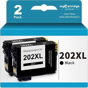 MYCARTRIDGE SUPRINT 202XL Ink Cartridge Remanufactured Ink Cartridge Replacement for Epson 202XL 202 XL Black use with Expression Home XP5100 XP-5100 Workforce WF-2860 WF2860 Printer 2 Black 202