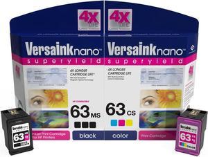 VersaInk-Nano 63 MS MICR Black Ink Cartridge for Check Printing & VersaInk-Nano 63 CS Tri-Color Ink Cartridge Pack