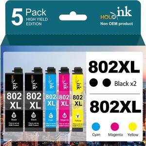 HOINKLO Remanufactured 802XL Ink Cartridges Replacement for Epson 802 T802XL T802 to use with Workforce Pro WF-4740 WF-4730 WF-4720 WF-4734 EC-4020 EC-4030 (2 Black, 1 Cyan, 1 Magenta, 1 Yellow)