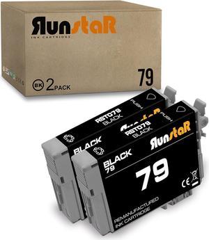 Run Star 79 T079 Remanufactured lnk Cartridge T079120 Replacement for Epson Artisan 1430 Stylus Photo 1400 Printer, 2 Black