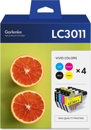 LC3011 LC-3011 Ink Cartridge Color Combo Pack High Yield Replacement for Brother LC3011BK LC3011C LC3011M LC3011Y MFC-J491DW J497DW J690DW J895DW 4-Pack (Black Cyan Magenta Yellow)