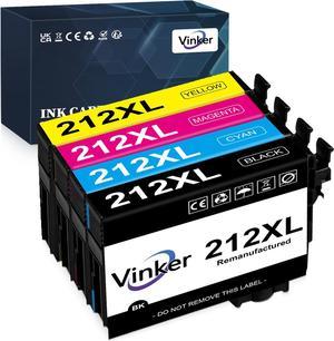 Vinker 212XL Remanufactured Ink Cartridges Replacement for Epson 212 Ink Cartridges Combo Pack 212XL T212 T212XL for Expression Home XP-4100 XP-4105 Workforce WF-2830 WF-2850 Printer (4 Pack)