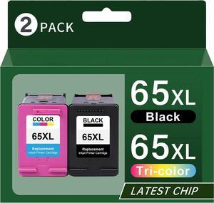 65 Ink Cartridges XL Replacement  65XL Ink Remanufactured for DeskJet 3700 3755 3752 3758 2600 2655 2652 Envy 5000 5052 5055 5058 Series Printer, 2-Pack Black/Color