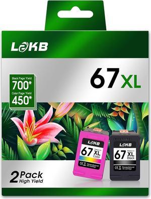 L2KB XL 67 Ink Cartridges Black/Color Combo Pack Compatible  Ink 67 HP 67XL Work with HP Deskjet 2700 Series HP Deskjet 1255 4100 HP Envy 6000 6400 Series(1 Black 1 Tri-Color) 2PK