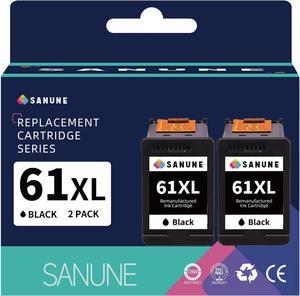 SANUNE 61XL Black Ink Cartridges Remanufactured Ink 61 Compatible with HP Envy 4500 5530 4502 5535 5534 OfficeJet 4630 4635 Deskjet 1000 1010 1510 1512 2540 Printer 2Pack