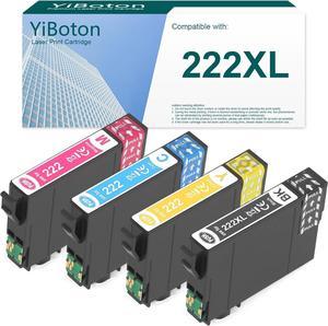 YiBoton T222XL T222 Black Ink Cartridges Replancement Canon T222 Ink Cartridges Compatible for Epson Expression Home XP-5200 Workforce WF-2960 Printers (Black,Cyan,Magenta,Yellow,4 Pack)