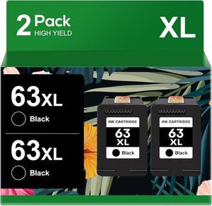 Ink 63 XL 63XL Black  63 HP63 Ink Cartridges  Printers for Envy 4520 4512 4516 Officejet 5260 5252 3830 3833 4655 5255 Deskjet 1112 2130 3630 3634 Printer (Black, 2-Pack)