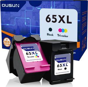 ousun 65XL Ink Cartridges Black/Tri-Color (2-Pack) 65 XL Ink Cartridge Replacement  Ink 65 Works with Envy 5055 5052 5058 DeskJet 3755 2655 3720 3722 3723 3752 3758 2652 2624