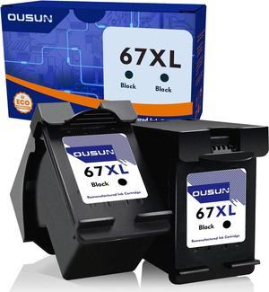 ousun 67XL Black Ink Cartridges (2-Pack Black) 67 XL Black Ink Cartridge Replacement  Ink 67 Works with HP DeskJet 2700, 41001255 Series, HP Envy 6000, 6400 Series