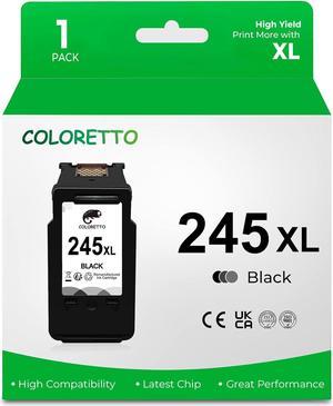 COLORETTO PG-245XL (1 Black) Remanufactured Printer Ink Cartridge Replacement for Canon 245 XL to use with PIXMA iP2820, MG2420, MG2924, MG2920, MX492, MG3020, MG2525, TS3120, TS302, TS202, TR4520