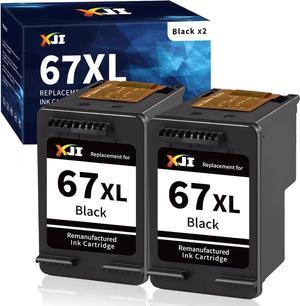 XJI 67XL Remanufactured Black Ink Cartridges(2 Pack) Replacement  Ink 67 XL, for Deskjet Plus 2755 2755e 4100e 4152 4155 4155e Envy Pro 6020e 6052 6055e 6075 6452e 6455 6455e 6458 6458e Printer