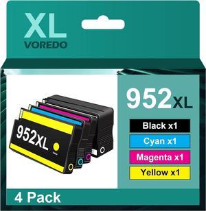 VOREDO 952XL Ink Cartridges Combo Pack Replacement 952 High Yield Work with Officejet Pro 7740 8210 8710 8720 8740 8715 7720 8725 8730 Printer Black Cyan Magenta Yellow 4 Pack