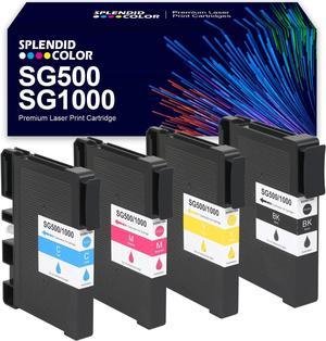 SPLENDIDCOLOR Remanufactured SG500 SG1000 Ink Cartridge[New CHIP Full Data] Replacement for Sawgrass Virtuoso SG500/SG1000 Printers(1 Black 1 Cyan 1 Magenta 1 Yellow 4-Pack)