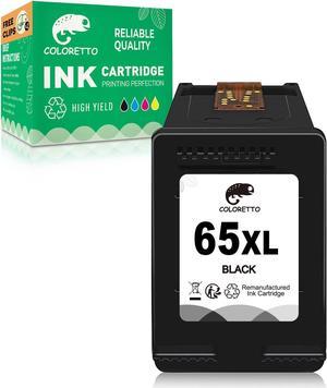 COLORETTO 65XL (1 Black) Remanufactured Printer Ink Cartridge Replacement  65 XL N9K04AN to use with Envy 5055 5052 5058 DeskJet 3755 2655 3720 3722 3723 3752 High Yield Combo Pack