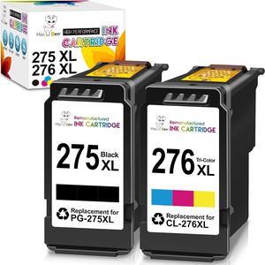 MS DEER Remanufactured 275 and 276 Ink Cartridges Replacement for Canon PG-275 CL-276 XL 275XL 276XL for Canon PIXMA TS3522 TR4720 TS3500 TS3520 TR4700 TR4722 Printer (1 Black, 1 Tri-Color) 2 Pack