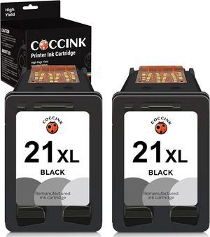 COCCINK 21XL Remanufactured Ink Cartridge Replacement  21 XL C9351AN Combo for Deskjet F4180 F2210 D1560 D1530 D1420 D1520 3915 3930 PSC 1410 Officejet 4315 J3680 Printer (2 Black) High Yield