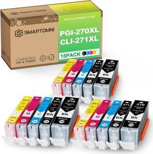 S SMARTOMNI PGI270XL CLI271XL Compatible Ink Cartridges for Canon 270XL 271XL PGI-270XL CLI-271XL use for Canon PIXMA MG5720 MG5721 MG5722 MG6820 MG6821 MG6822 TS6020 TS5020(15 Pack)