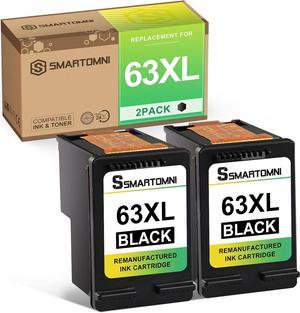 S SMARTOMNI 63XL Remanufactured Ink Cartridge Replacement  63 XL Combo Pack  OfficeJet 3831 4652 4655 Envy 4512 4513 4516 4522 DeskJet 1111 1114 2130 2132 3632 3636 3637(2 Pack, Black)