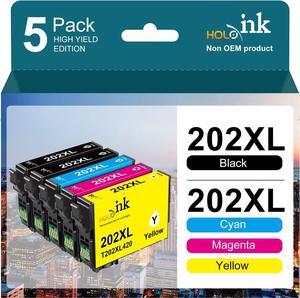 202XLInk Cartridges Remanufactured Replacement for Epson 202 Ink Cartridgesuse with Epson Workforce WF-2860 Expression Home XP-5100 Printer (2 Black, Cyan, Magenta, Yellow, 5-Pack)