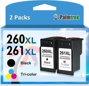 Palmtree Remanufactured Replacement for Canon 260 and 261 Ink Cartridges PG-260XL CL-261XL for Canon TS6420 TR7020 TS5320 Ink Cartridge Printers (1 Black, 1 Tri-Color)