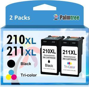 Palmtree Remanufactured Replacement for Canon 210XL 211XL Combo PG-210XL CL-211XL Ink Cartridge for Canon PIXMA MP495 MP490 MP480 MP280 MP250 MP240 MX410 MX340 MX320 IP2702 (1 Black, 1 Tri-Color)