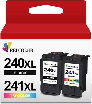 Relcolor 2X Capacity 240XL 241XL Ink Cartridges Black Color Combo Pack for Canon PG-240 CL-241 XL PG240 CL241 for Cannon Pixma MG3620 MG3600 TS5120 TS5100 MG3520 MG2120 MX452 MX532 MX472 MX512 Printer