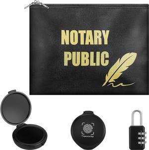 Notary Bag and Lock Fingerprint Ink Pad Kit Black Waterproof Notary Bag Notary Public Locking Bag Security Bag 2 Thumbprint Ink Pads Notary Supplies Kit Metal Combination Lock(4 Pack)