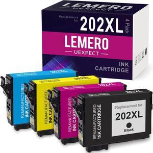 202XL LemeroUexpect Remanufactured Ink Cartridge Replacement for Epson 202XL Ink Cartridge T202XL 202 XL for Workforce WF-2860 Expression Home XP-5100 Printer Black Cyan Magenta Yellow, 4P