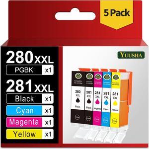 YUUSHA Compatible Ink Cartridge Replacement for Canon 280 281 XXL PGI-280XXL CLI-281XXL for Pixma TR7520 TR8520 TS9120 TS6120 TS6220 TS6320 TS8320 TS8220 TS8120 Printer, 5 Packs( 2PGBK 2B 2C 2M 2Y)